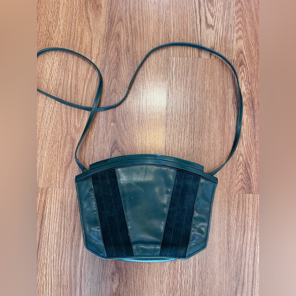 Vintage Italian Elegant Green Leather Shoulder Bag Barbara Bolan